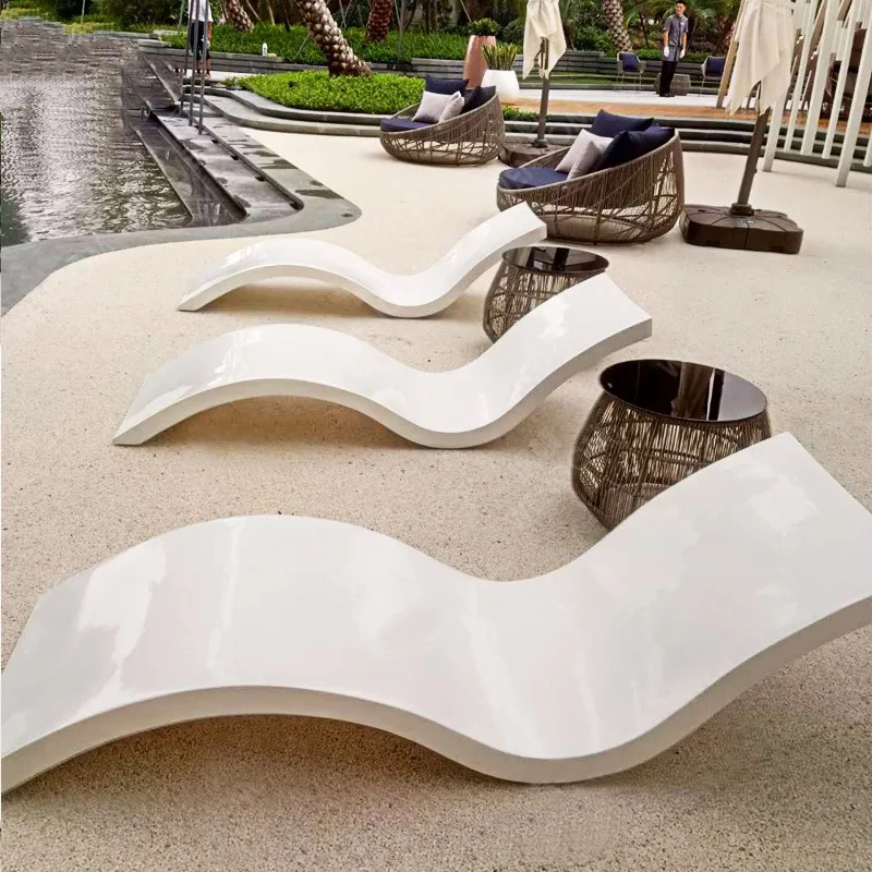 2023 luxury ergonomic white waterproof portable outdoor pool ledge wet deck lounger fiberglass beach sun loungers chairs