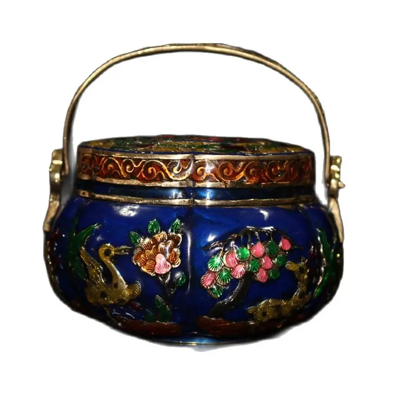 

China Old Beijing Secondhand Goods Pure Copper Color Cloisonne Sika Deer Warm Hand Stove Pot