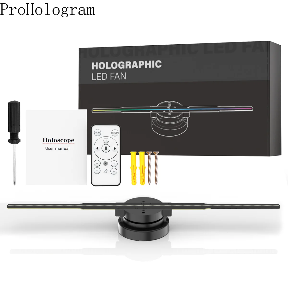 Ventilador de projetor de holograma 3D WIFI PD42-45 Led Sinal Controle Remoto Projetor de logotipo de publicidade Lâmpada holográfica Suporte para imagens de vídeo