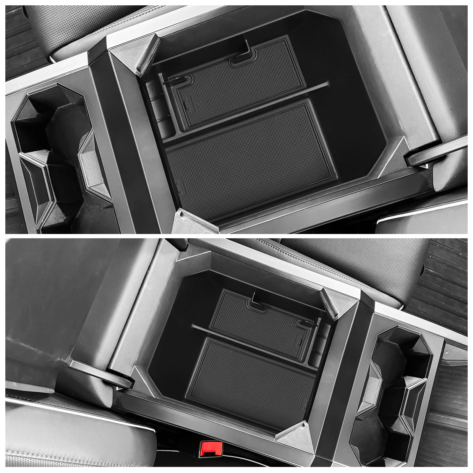Center Console Armrest Storage Box Car Tray Organizing Tidying Auto Interior Accessories For Tesla Cybertruck 2024 2025 Black 5