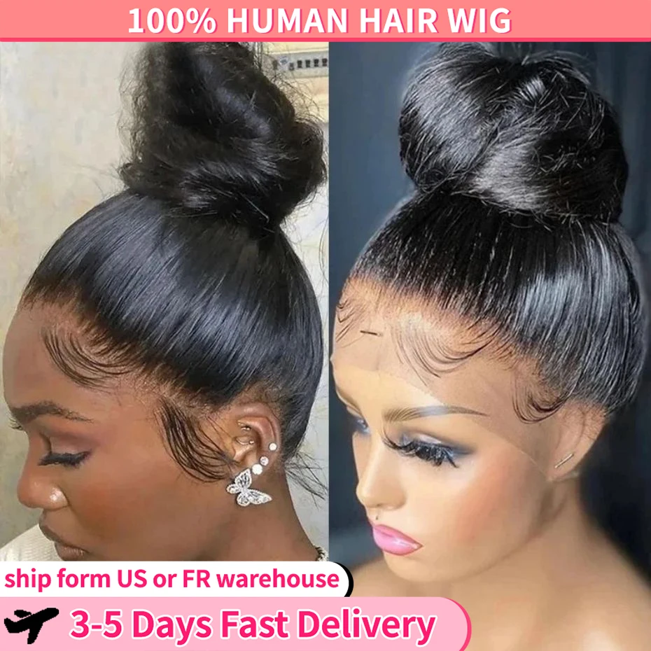 

Wigs Human Hair Straight 360 Full Lace Front Wig Human Hair 13x4 HD Lace Frontal Hair Wig Brazilian For Women 4x4 Lace Closure