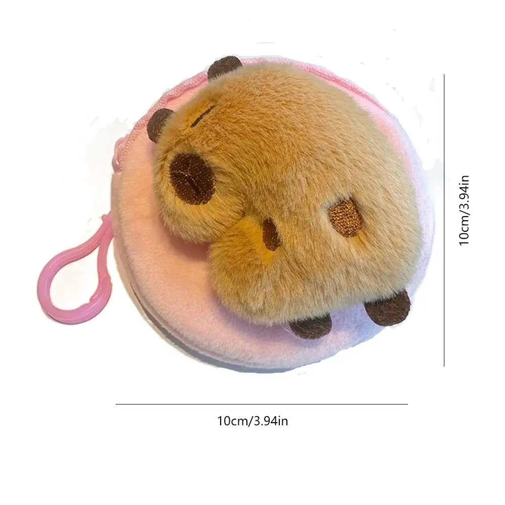 Monedero de capibara de estrella de regalo, llavero de felpa Kawaii relleno, billetera con lazo redondo, Mini bolso de dibujos animados para niña