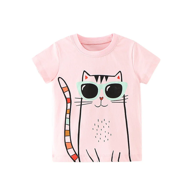 

Jumping Meters New Arrival Unicorn Print Hot Selling Cotton Summer Girls Tshirts Baby Clothes Children's Tees Tops