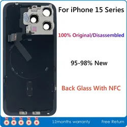 95-98% New Original Disassembled Back Glass Rear Cover Assembly For iPhone 15 Pro Max 15 Plus with NFC Wireless Replacement