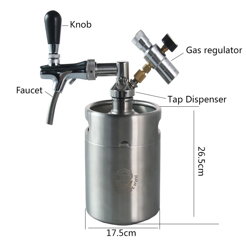 

64 oz mini keg pressurized growler for craft beer dispenser system