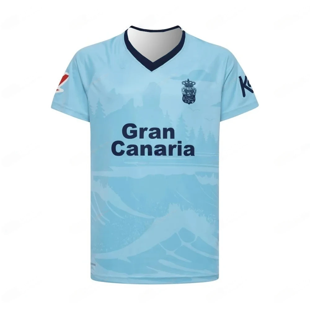 الموسم الاسباني الثقافة الجديدة UD Las Palmas عادية ثلاثية الأبعاد تي شيرت مطبوع زي كرة القدم الكبار الأطفال الرجال الصيف العام