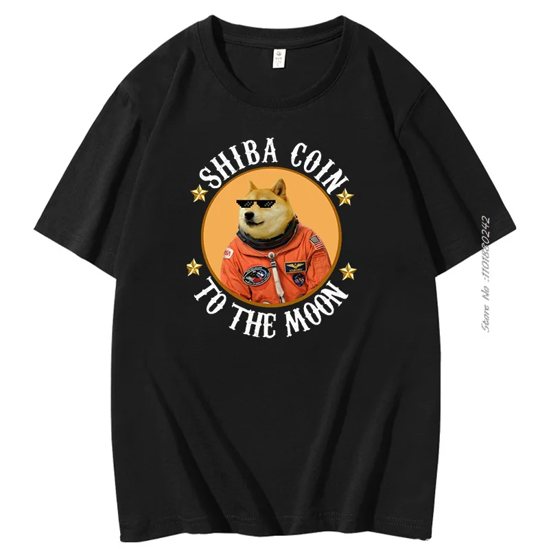 Moon Astronaut Meme Crypto Doggy short sleeve t-shirt Summer Cotton T-shirt Shib Coin Shiba Crypto Doge Killer graphic t shirts