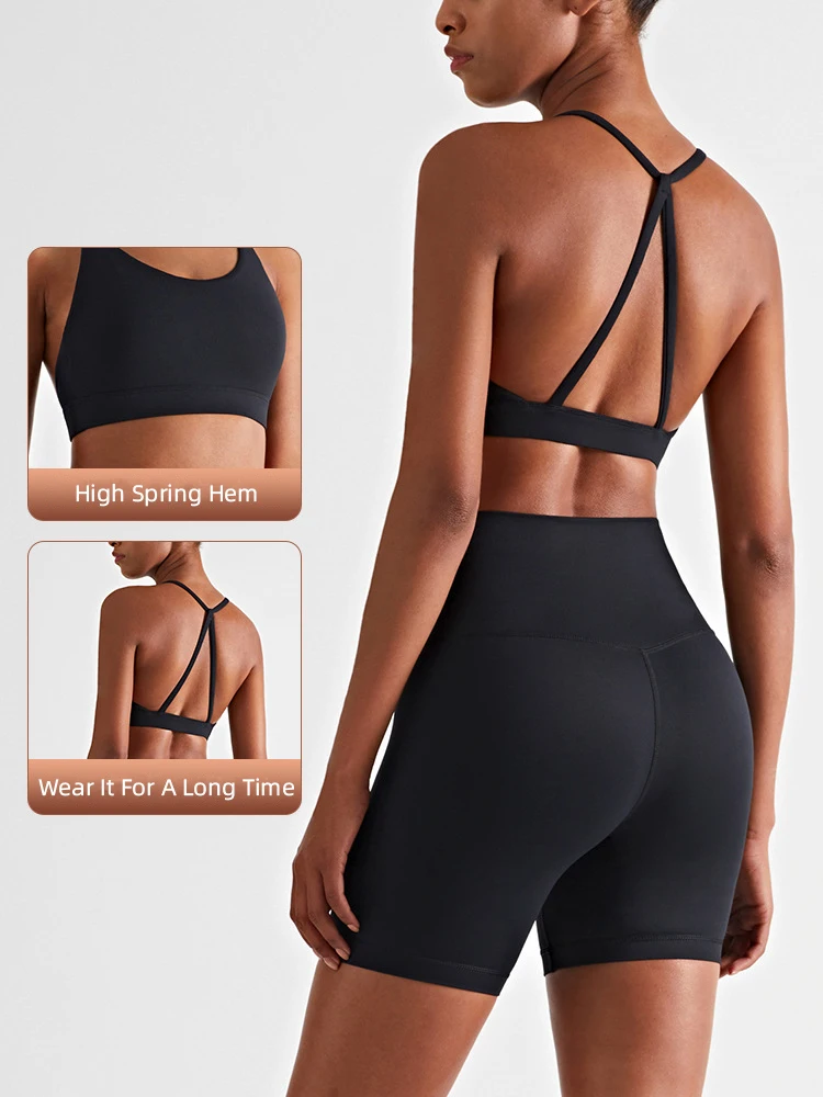 

2024 New Yoga Shorts Sets Shockproof Vest High Waist Shorts Breathable Women's Tight Fitting Sports Yoga Sexy Crop Top Gym Set