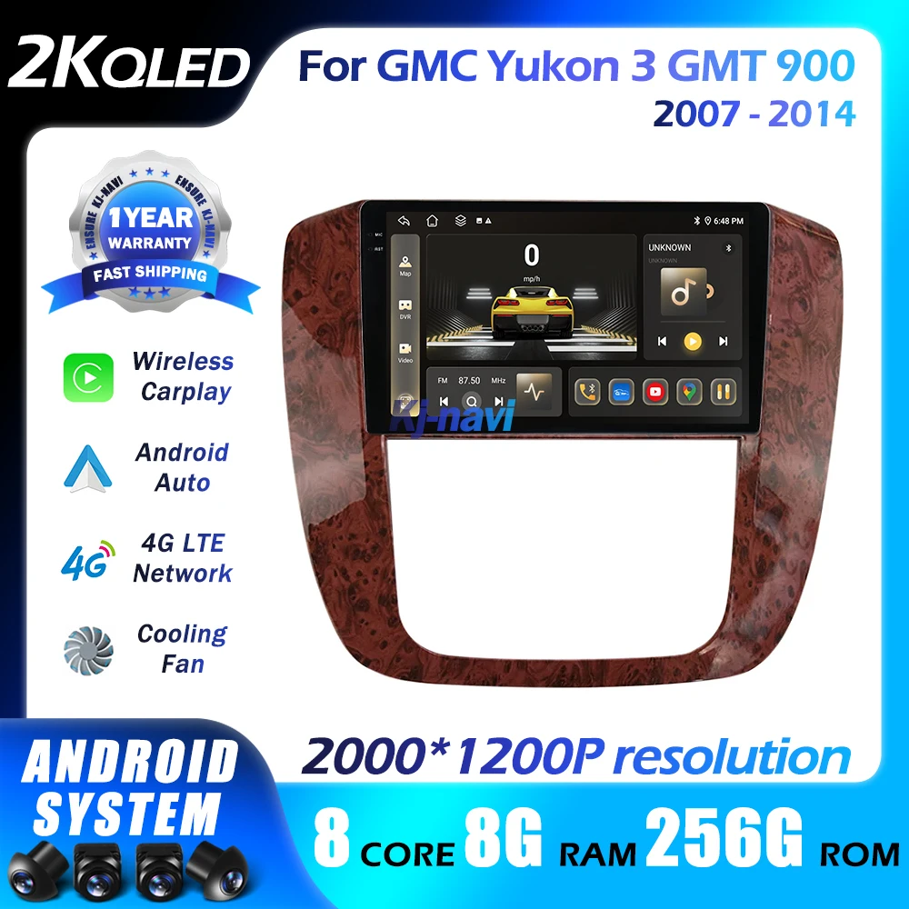 

Android 14 Car Radio Multimedia For GMC Yukon 3 GMT 900 For Chevrolet Tahoe 3 III GMT900 2007 - 2014 9"Screen Carplay Stereo GPS