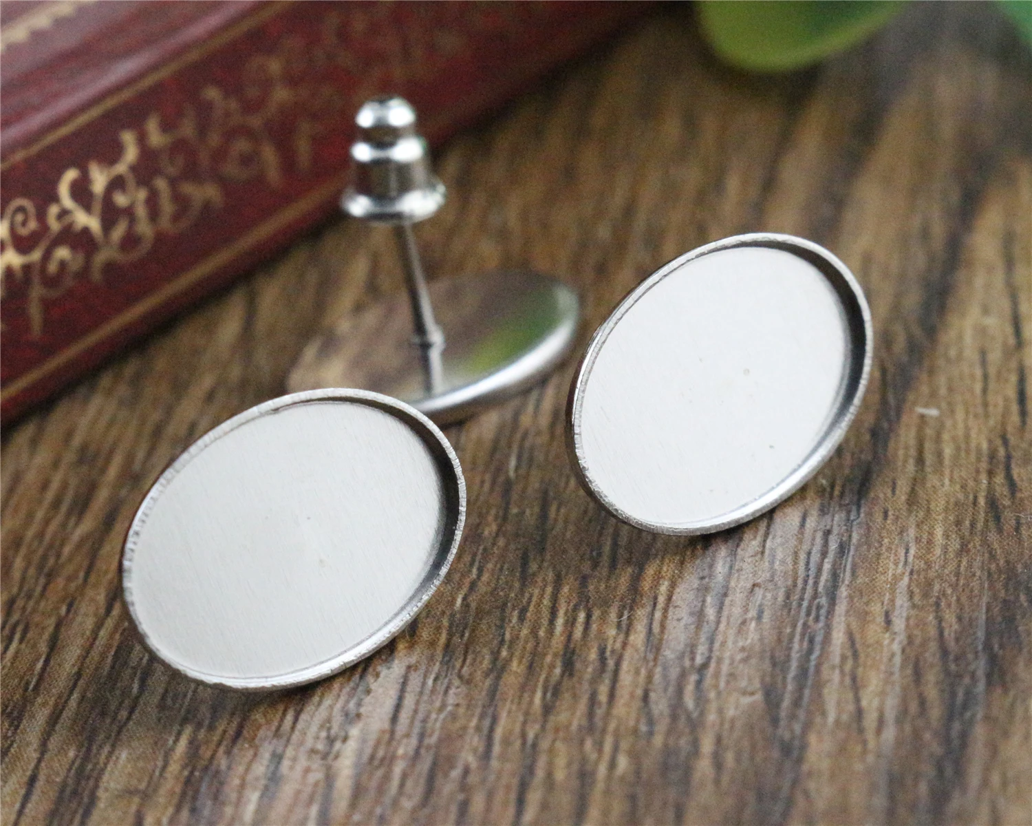( No Fade ) 10x14mm 20pcs/Lot 316 Stainless Steel Oval Earring Studs,Earrings Blank/Base,Fit 10*14mm Oval Glass Cabochons-T7-27