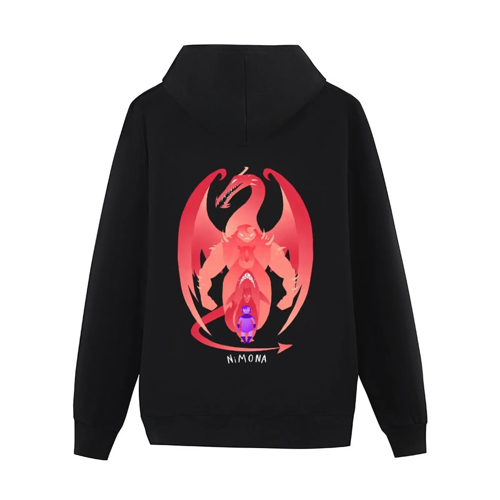 تي شيرت بقلنسوة حمراء من Nimona ملابس خريفية للرجال ملابس على الطراز الياباني للرجال بقلنسوة يابانية