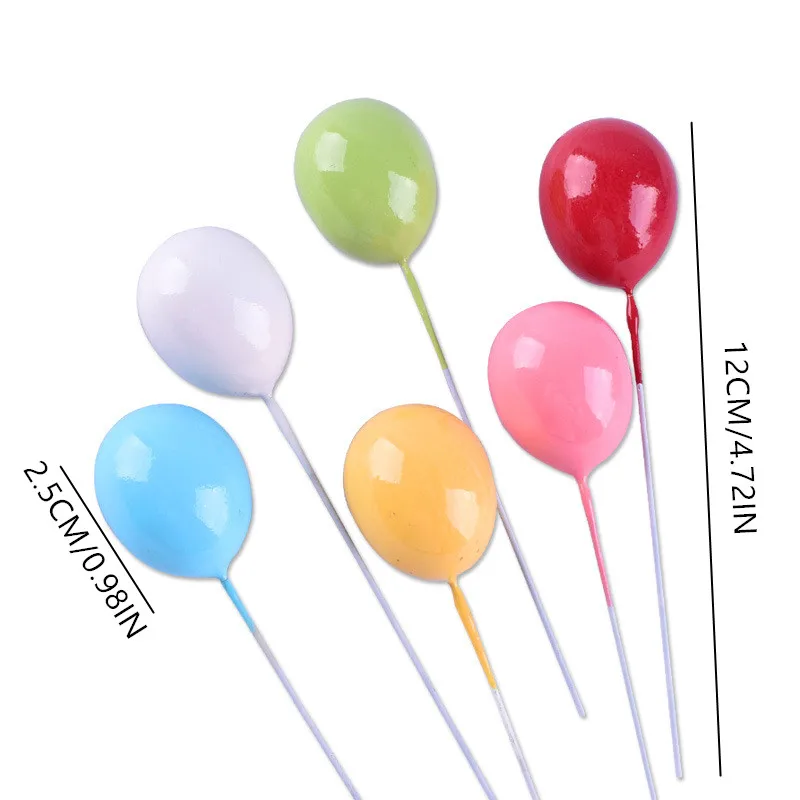 6pcs Mixed Cartoon Colors Balloon  Cake Topper  Happy Birthday Kids Favor Baby Shower Wedding Party Supplies Decorations
