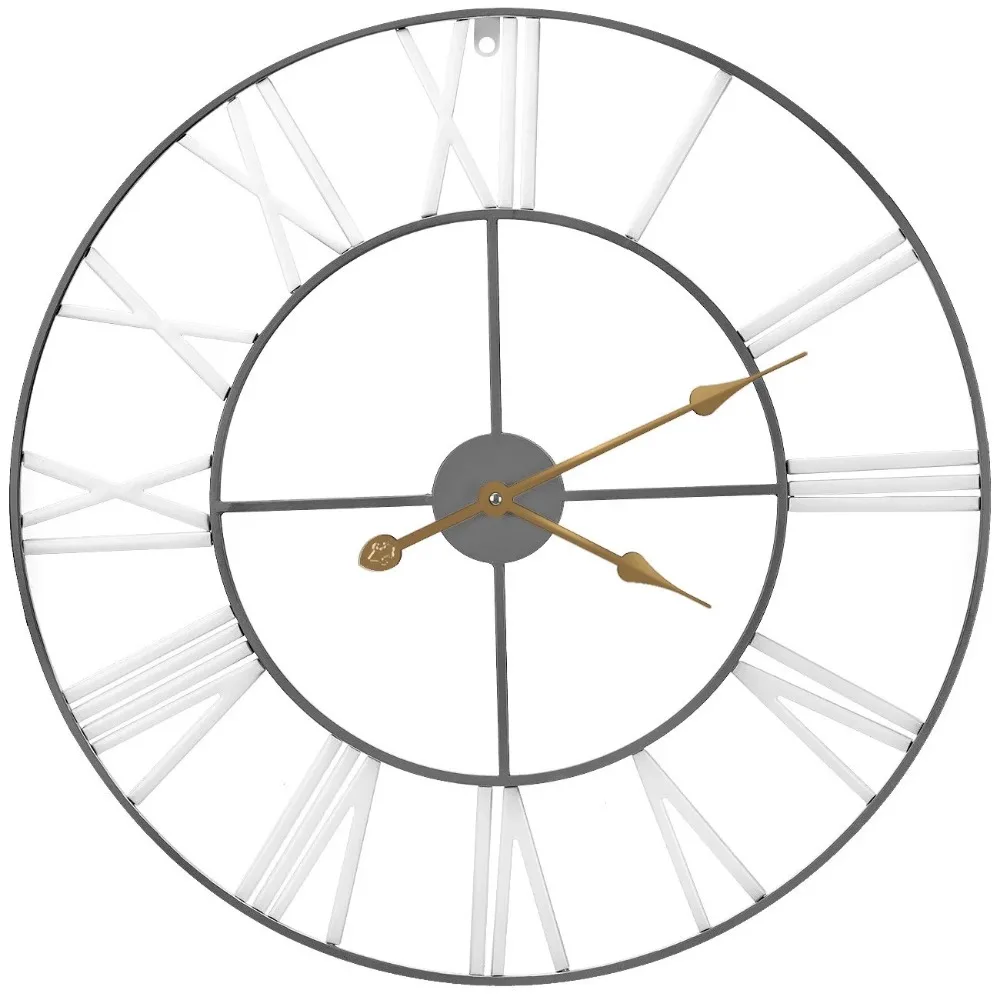 

Metal Wall Clock, White, 60 cm Diameter, Quartz Movement, Analog Display, Battery-Powered