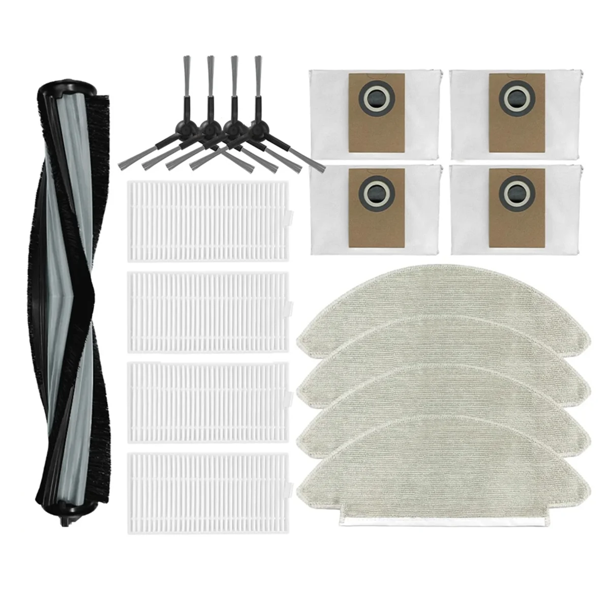 Rouleau Principal et Brosse Latérale de Remplacement pour Alpha 2 Pro, Filtre HEPA, Tampons de Vadrouille, Sacs à Poussière, Pièces de Rechange, Accessoires