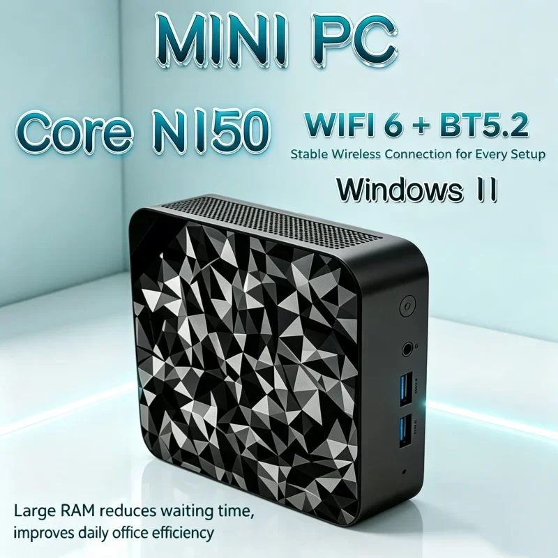2026 Efficient Core N150 MINI PC Windows 11 Smooth Touch Pocket Sized Workstation RAM 1TB SSD WIFI 6 BT5.2 4K HD Mini Gaming