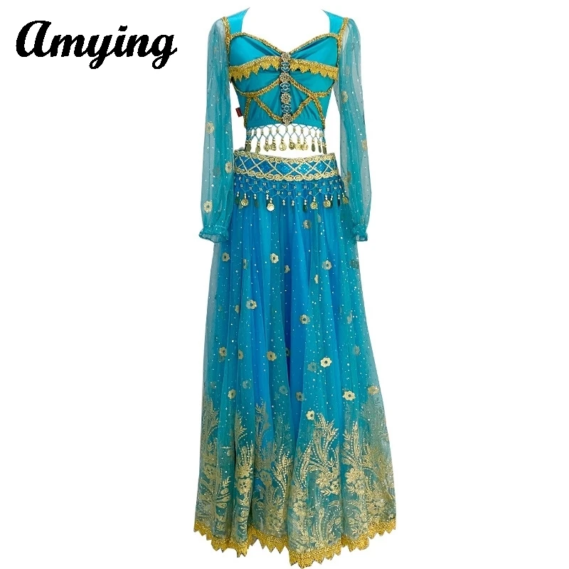 Women Big Swing Long Dress Festival Cosplay Dress Adult Indian Clothing Arab Princess Costume Set Belly Dance Performance Suit