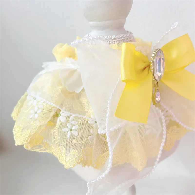 Moda bonito artesanal filhote de cachorro coleiras babador 2025 novo laço amarelo cristal arco babadores para pequeno medum cão yorkshire acessórios para cães de estimação