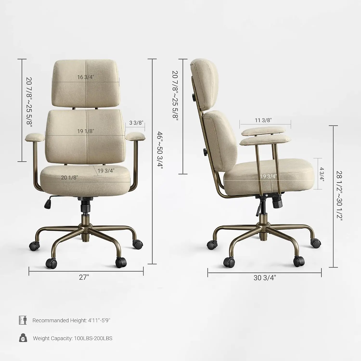 High Back Microfiber Suede Office Chair, Ergonomic Executive Desk Chair for Home Office, White, Customized