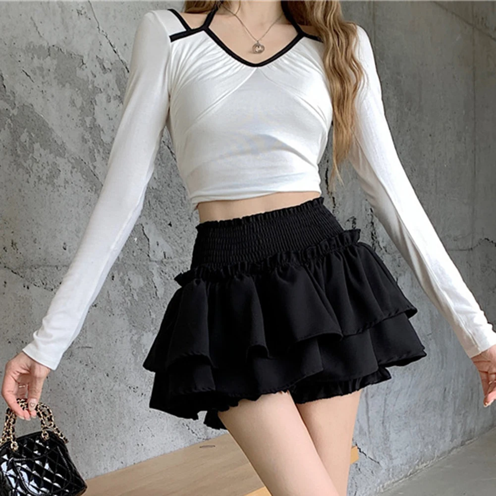 Two Layer Pleated Ballet Skirt High Waisted A Line Tennis Short Skirt With Lining For Women Casual Summer Vacation Wear
