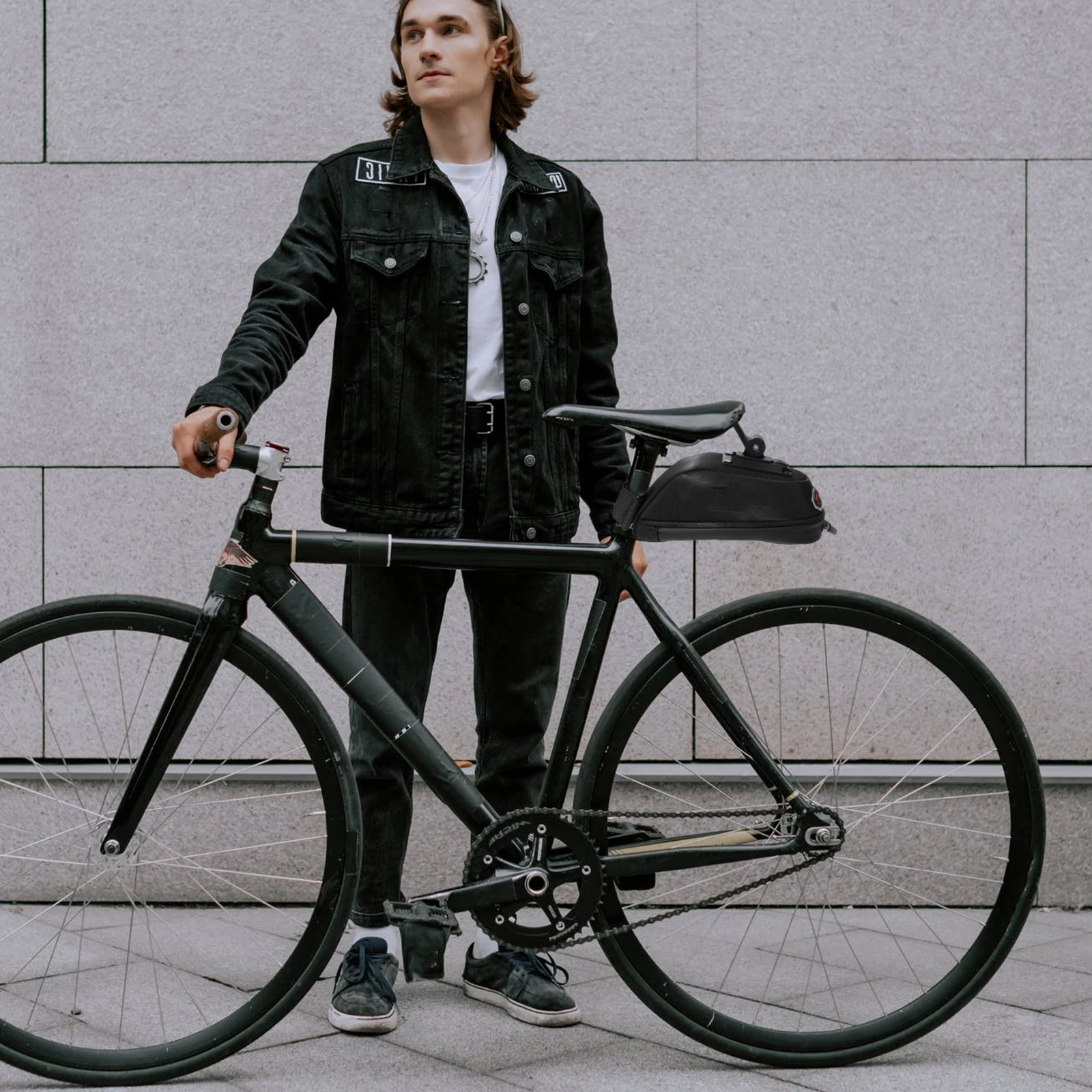 

Waterproof Backseat Bag Large Capacity Bike Seat Pouch Black Durable Reflective Strip Stable Firm Storage Classification Daily