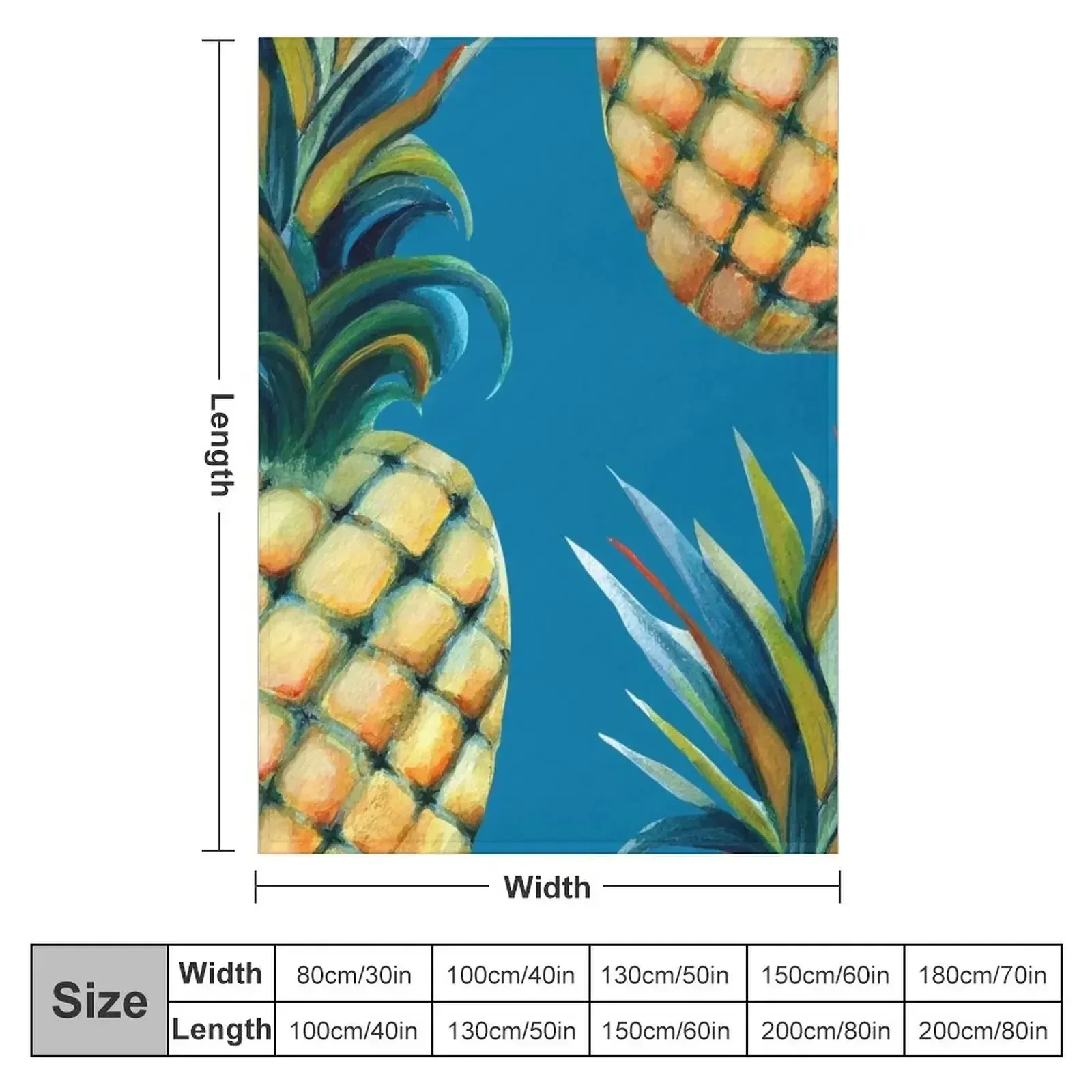 New Pineapple watercolor - mosaic blue background Throw Blanket couch cozy soft plush fuzzy picnic outdoor blanket