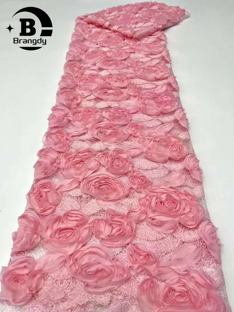 

Brangdy African 3D Flower Lace Fabric 2024 High Quality Lace Material French Nigerian Lace Fabrics For Women Party Wedding