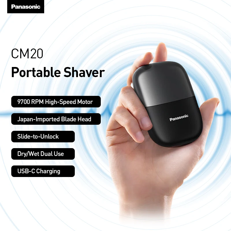 Panasonic Electric Shaver ES-CM20 Men Portable Shaver Rechargeable Wet and Dry Shaver for Facial Hair Removal and Beard Trimming