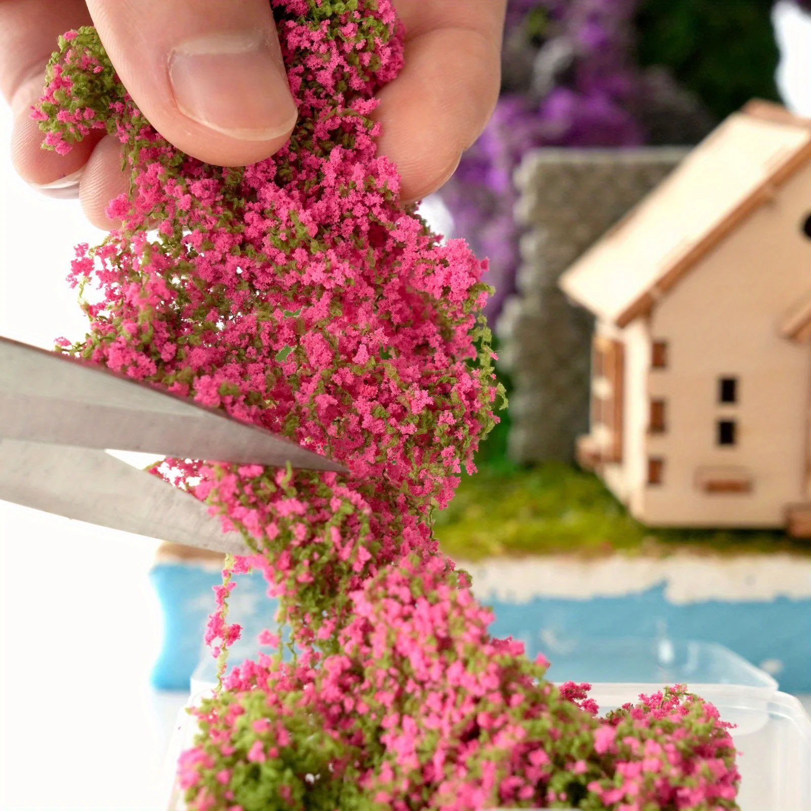 1box Miniature Model Colorful Flower Vines, Simulation Vine with Storage Box for DIY Mini Model Garden Architecture Landscape