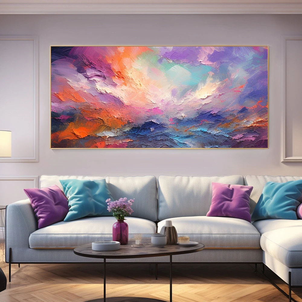 

Hand Painted Oil Painting Large Abstract Colorful Oil Painting on Canvas Original Gift Painting Wall Art Color Sky Art Decor