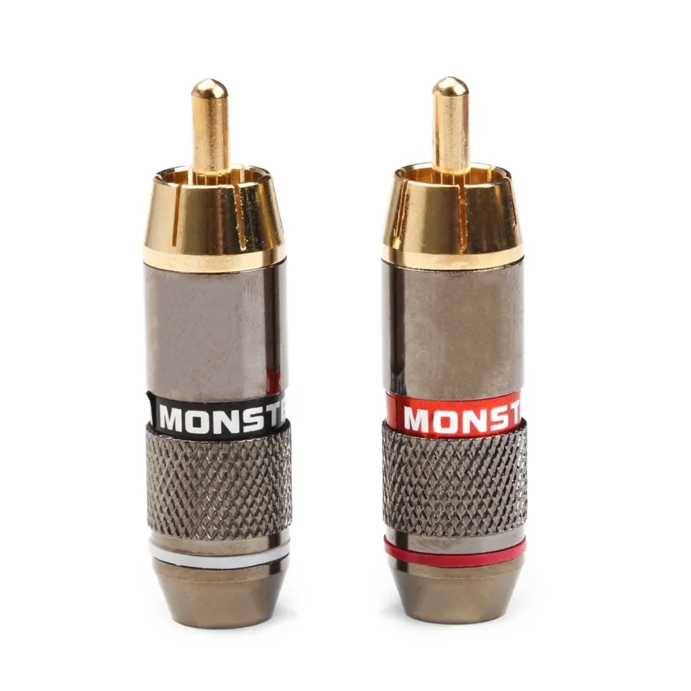 Plugue rca de alta fidelidade banhado a ouro latão 6mm macho duplo auto-travamento conectores de fio de lótus adaptador de áudio