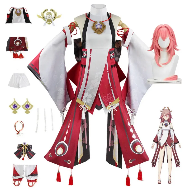 Yae Miko Guuji Game Cosplay Costume para Homens e Mulheres, Roupas Halloween, Carnaval