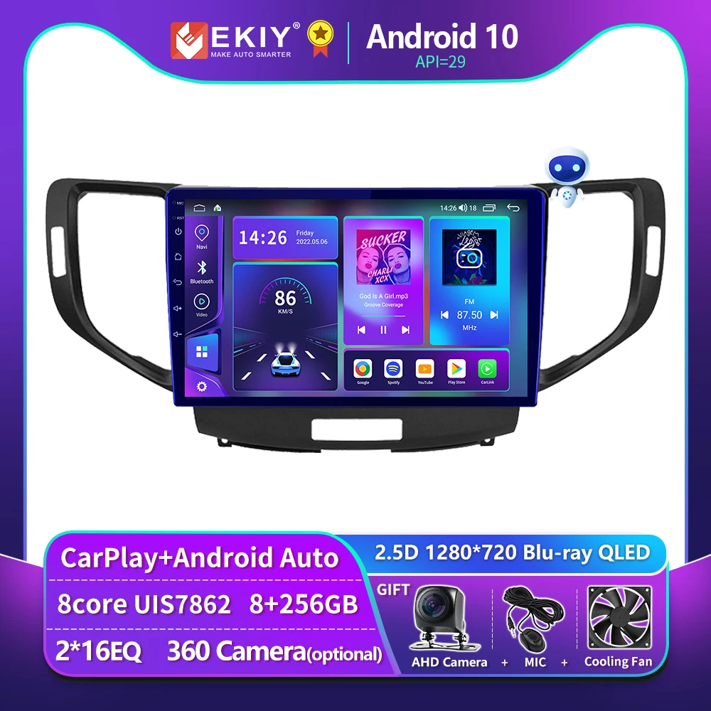 

EKIY T900 Android Carplay Авто Стерео для Honda Accord 8 Acura TSX 2008-2012 Автомобильный радиоприемник Мультимедийный плеер Навигация GPS без 2 DIN DVD Аудио QLED DSP WIFI блок