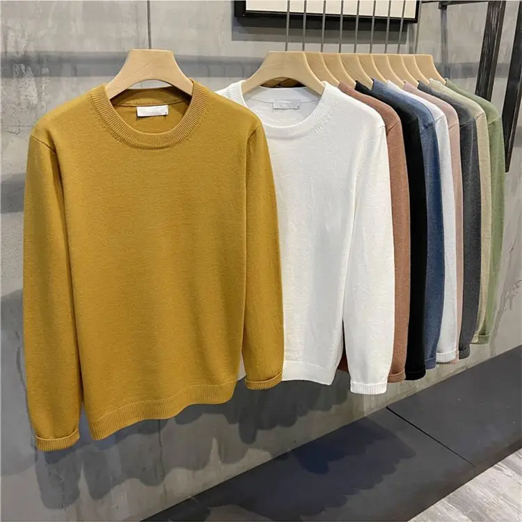 

New Spring Autumn Cashmere Sweaters Winter Clothing Men's Knitted Sweaters Solid Color Slim Fit Men Pullover Knitwear C132