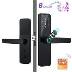 PHIPULO Tuya Wifi Digital Electronic Smart Door Lock With Biometric Fingerprint Smart Card Password Key Unlock