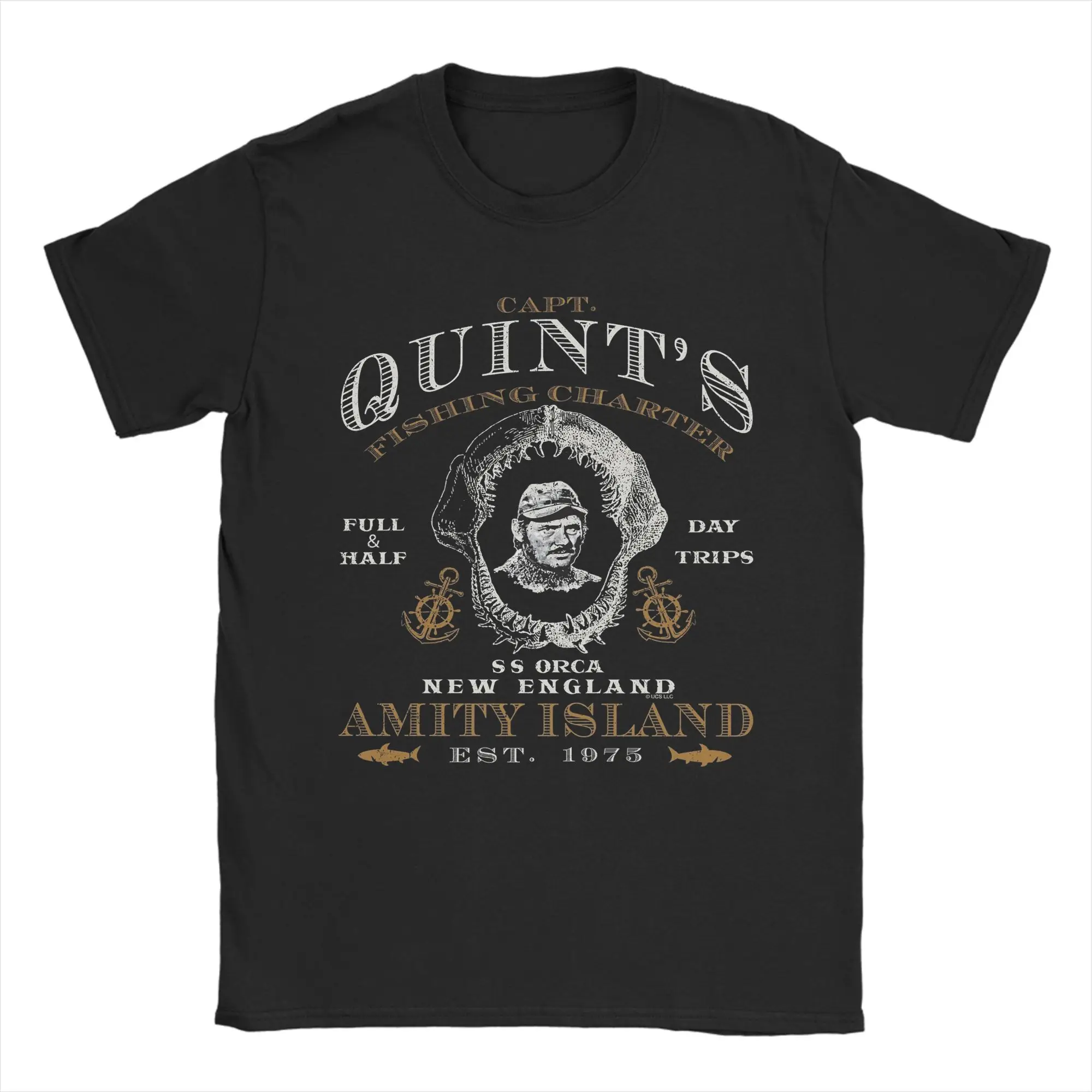 

Men's Captain Quints Jaw Skull T Shirt 100% Cotton Clothing Unique Short Sleeve O Neck Tees Adult T-Shirt