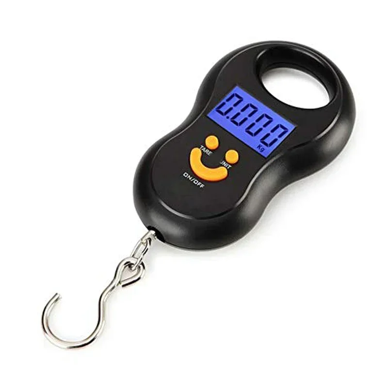 Báscula colgante electrónica de 50Kg y 10g, báscula Digital LCD para cocina, pesas de pesca con retroiluminación, báscula de bolsillo para equipaje de viaje