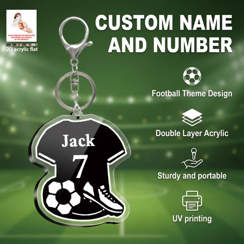Porte-clés personnalisable avec texte, idéal pour les passionnés de football, parfait à offrir à la famille et aux amis