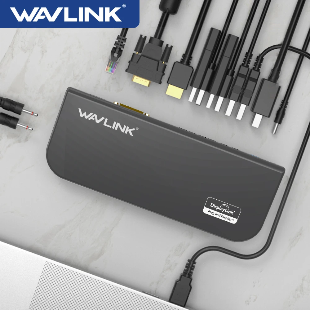 

Wavlink Displaylink USB 3,0 док-станция двойной 2K видео дисплей монитор RJ45 Gigabit Ethernet 2048 × 1152 DVI/HDMI/VGA M1 M2