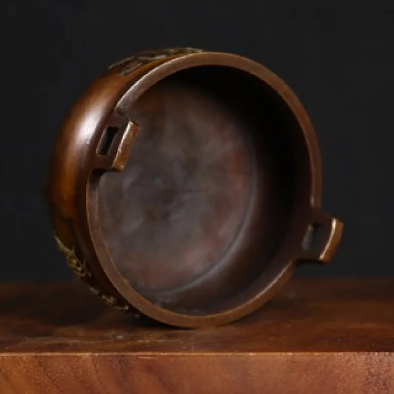 Pure Copper Ornament Three-Legged Small Lotus Incense Burner Home Craft Decoration New Display Ite