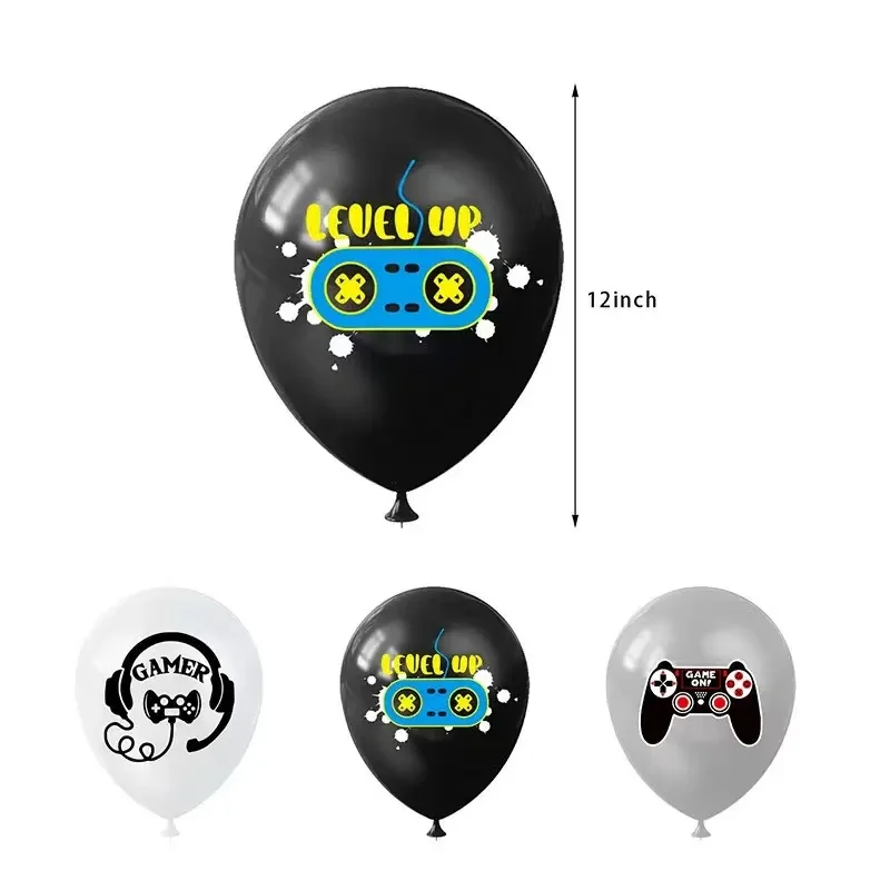 10/30Pcs Black White Play Game Balloons Video Game Controller Latex Balloon Happy Birthday Party Kid Boy Shower Gamer Level Up view 4