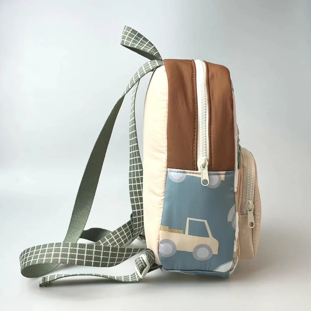 Cartoon Car Embroidery Children's School Backpack Kindergarten Multifunctional Students Schoolbag Lightweight Backpack