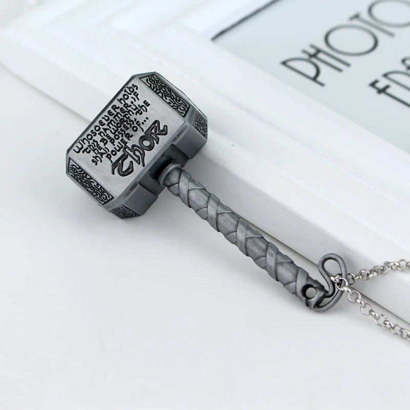 Marvel Superhero Thor Necklace Thor's Hammer Mjolnir Pendant Neck Chain Men's Trend Jewelry Accessories