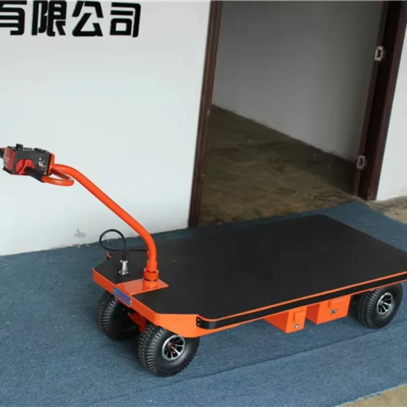 Electric Four-Wheel Foldable Heavy Duty Trolley Trailer Dolly Platform Cart with 800W Motor for Industrial Moving