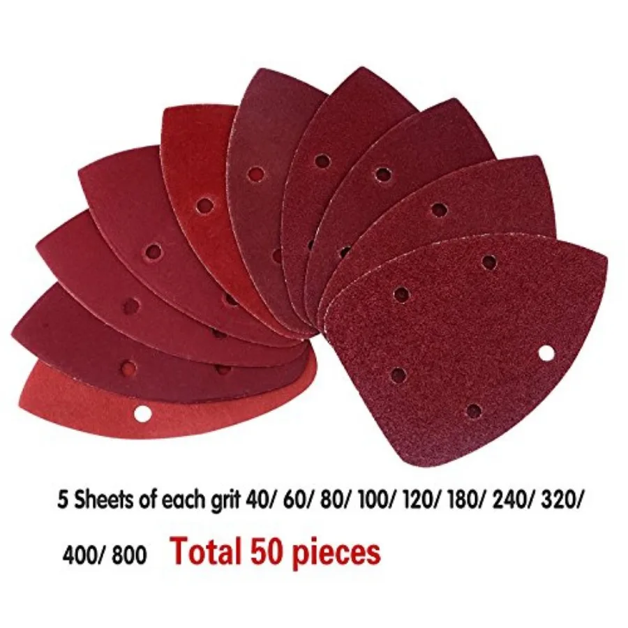 50 Pieces Mouse Sanding Pads Detail Sander Sandpaper Sanding Paper Sheets Hook and Loop Assorted 40/60/ 80/100/ 120/180/ 240/32