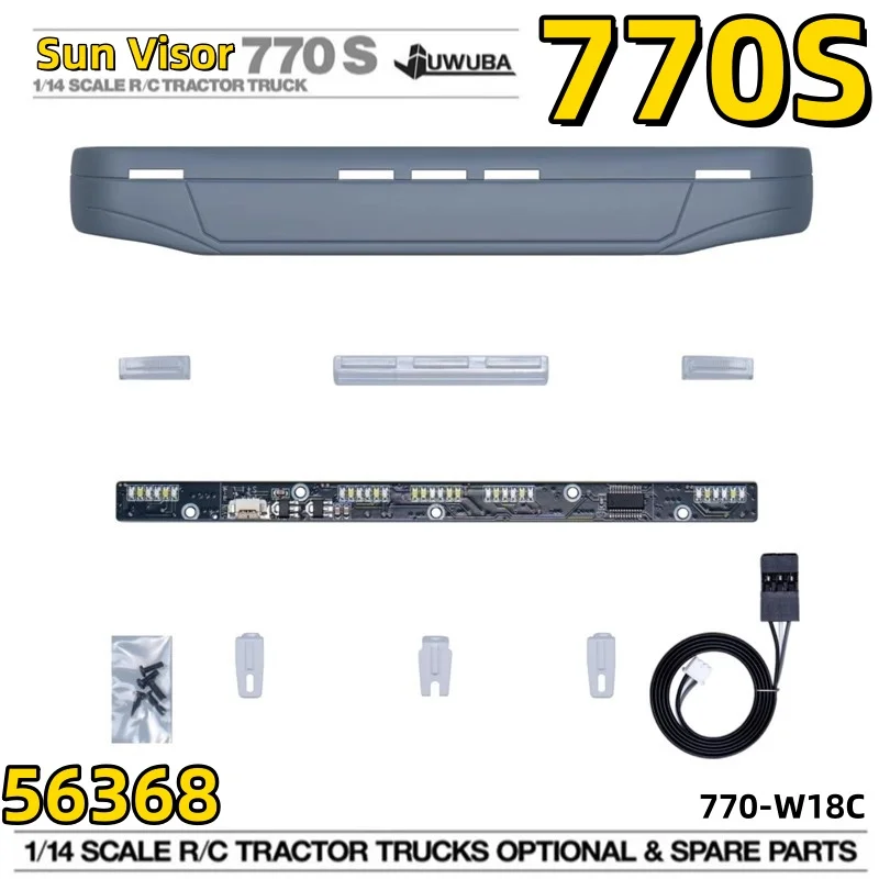 

770S солнцезащитный козырек, обновленная часть, имитация светодиодной лампы, серая 770-W18C для 1/14 Tamiya RC 56368, тягач, автомобильные аксессуары