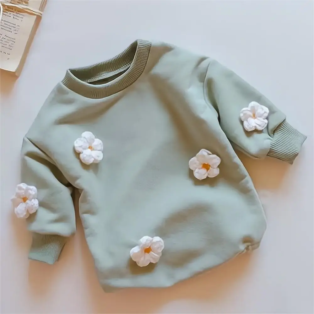 2024 Spring Baby Clothes Flowers Sweatshirt Romper Baby Girl Boys Long Sleeve Bodysuit Clothes Newborn 0-12 Months 24M Jumpsuit