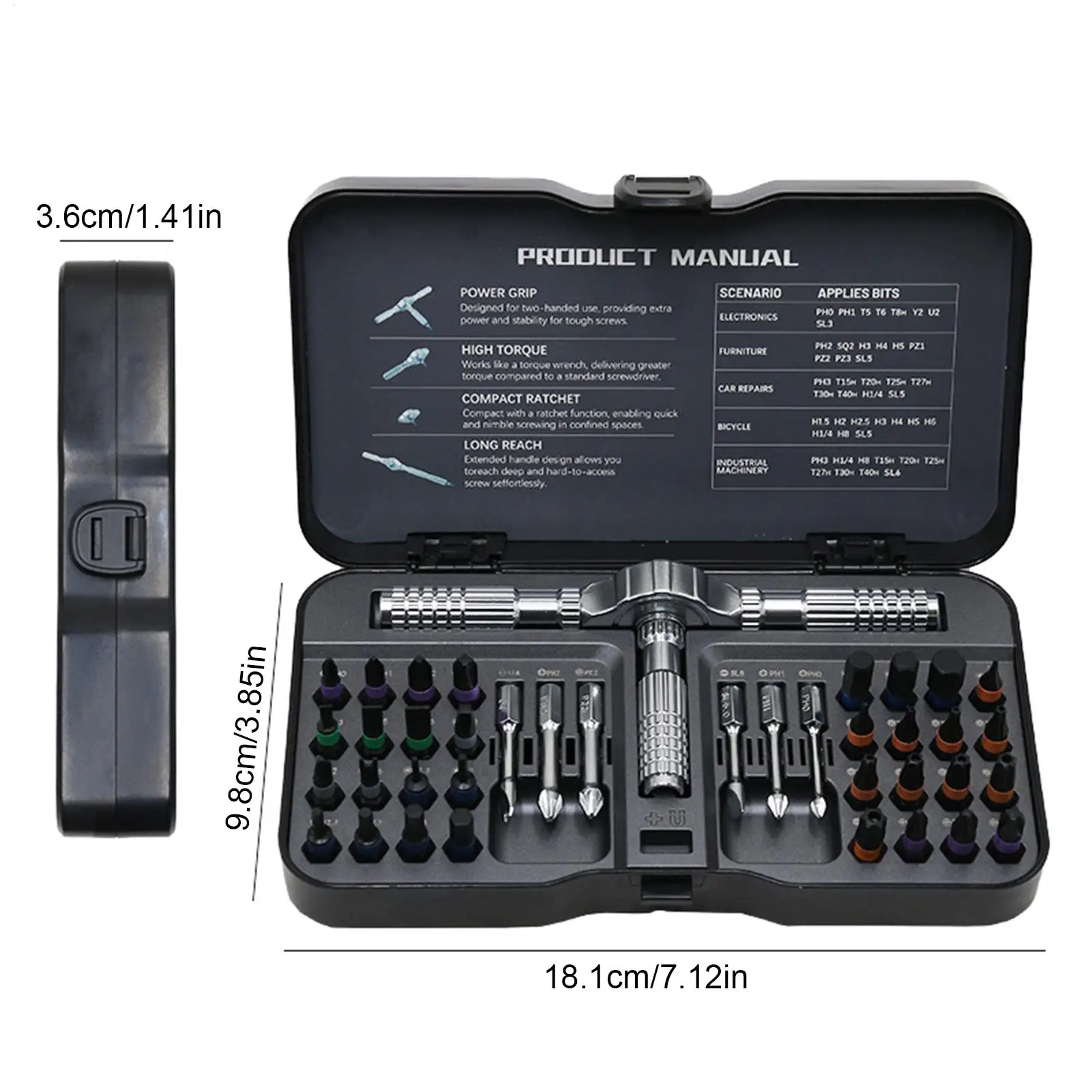 مجموعة مفك مغناطيسي مجموعة مفكات براغي متعددة بت مع حقيبة تخزين مجموعة أدوات إصلاح دقيقة لإصلاح المنزل #6