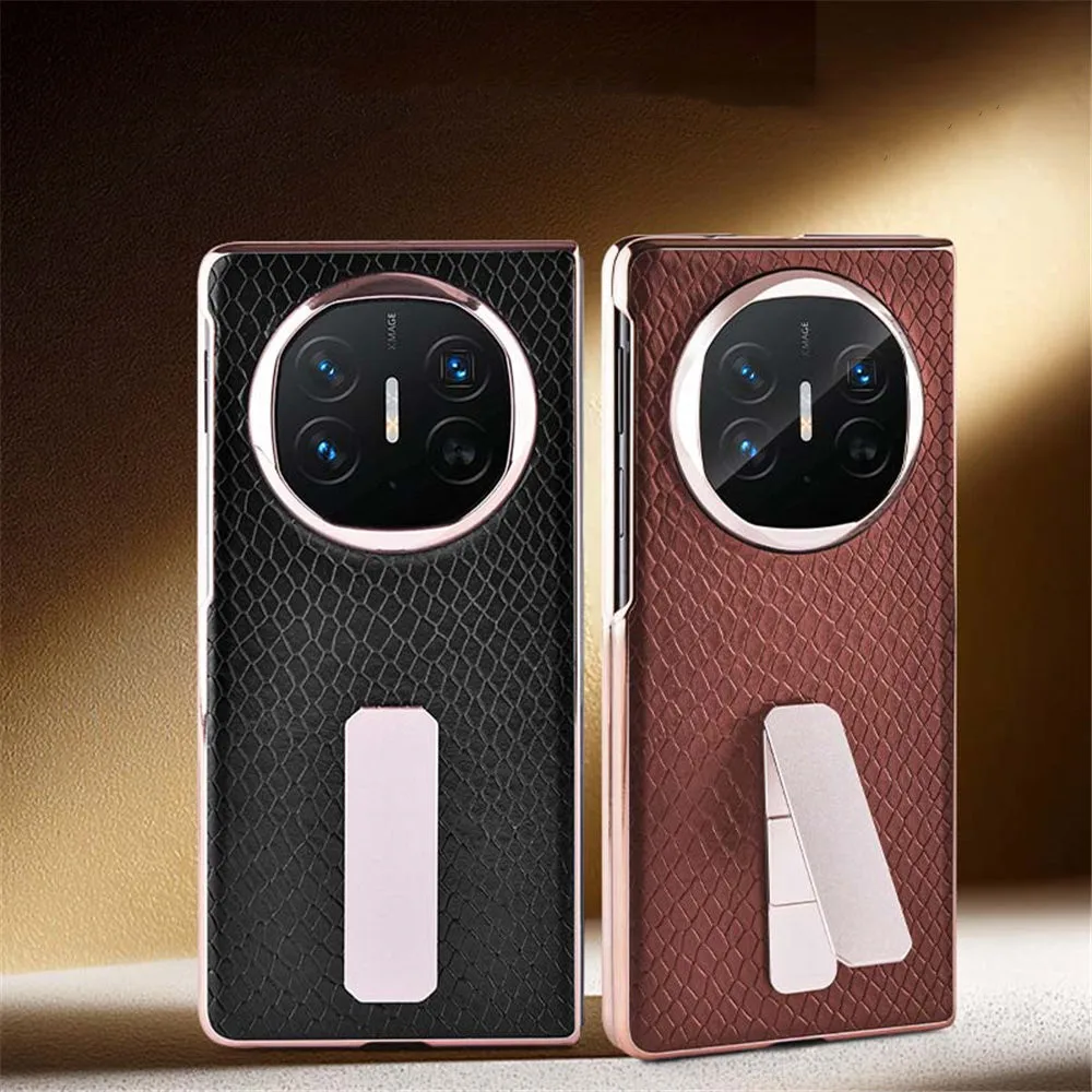 حافظة جلدية من جلد البقر الطبيعي الفاخر لهاتف هواوي ميت X6 X5 X3 غطاء حامل بنمط بيثون