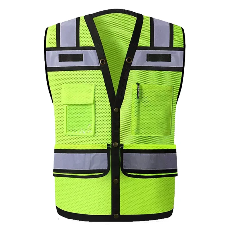 Hi Vis VIZ Vest High Visibility Reflective Mesh Vest Multi-pocket Safety Vest With Reflective Stripes Mens Summer Vest