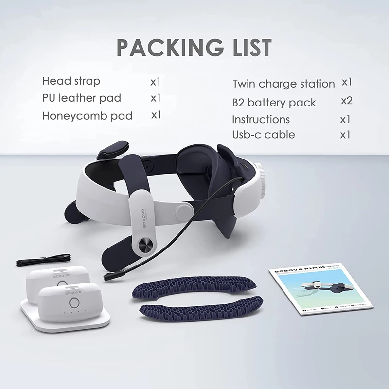 BOBOVR M2 Plus ヘッドストラップ ツインバッテリーコンボ Meta Quest